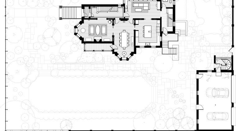 Crisp simplicity defines this contemporary kitchen in an area, black and white, design, diagram, drawing, floor plan, font, line, line art, plan, product design, square, text, white