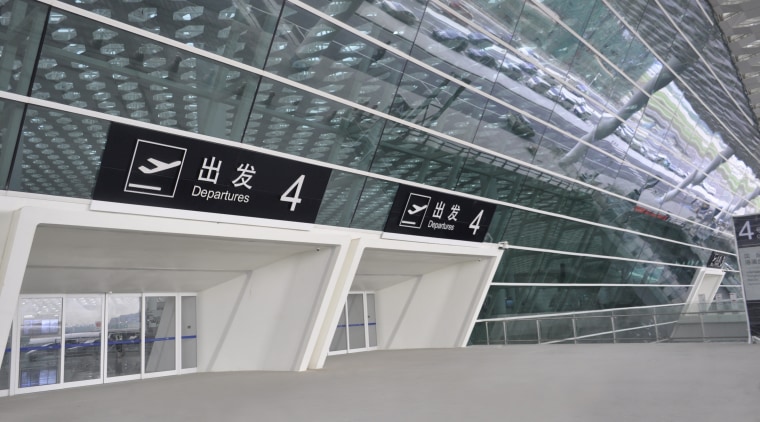 Upon reflection at Shenzhen BaoAn International Airport airport terminal, architecture, building, daylighting, glass, infrastructure, metropolitan area, structure, gray