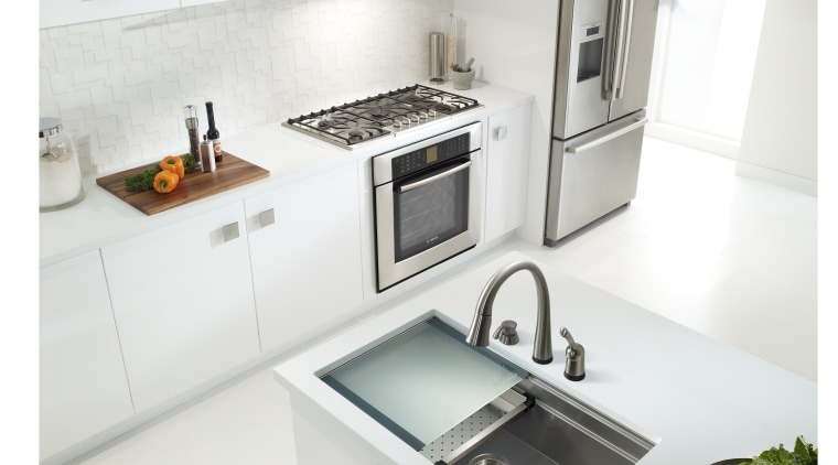 Theres no need to compromise workspace in the countertop, kitchen, product, product design, sink, tap, white
