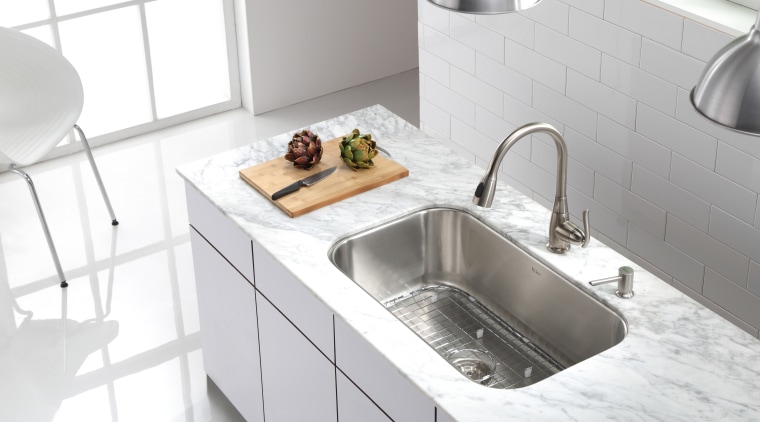Kitchen sink by Kraus - Kitchen sink by bathroom sink, countertop, kitchen, plumbing fixture, product design, sink, tap, white