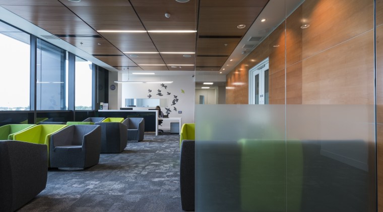 The fit-out for the new Forté Health medical architecture, ceiling, daylighting, interior design, lobby, office, real estate, table, wall, black