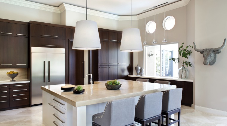 Sleek, streamlined and uncluttered  this remodelled kitchen cabinetry, countertop, cuisine classique, interior design, kitchen, real estate, room, gray