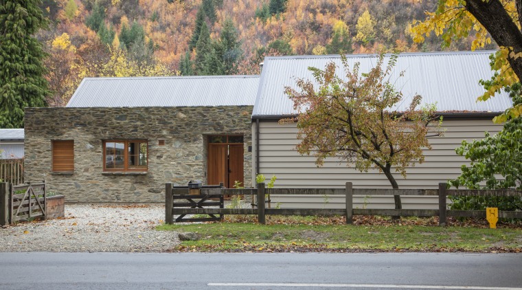 Traditional materials meet contemporary design  this new cottage, facade, farmhouse, home, house, log cabin, plant, property, real estate, residential area, tree, gray