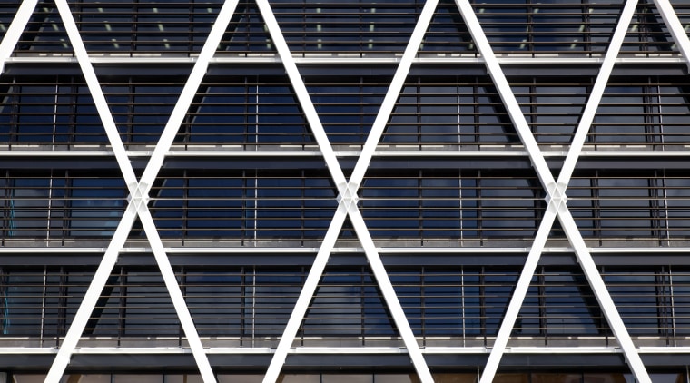 MIT Manukau Campus facade design, engineering and installation architecture, building, daylighting, facade, line, metal, metropolis, sky, steel, structure, symmetry, urban area, black, blue