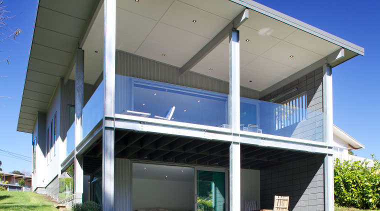 This 1950s bach has undergone a major transformation architecture, home, house, blue
