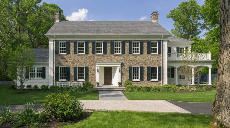 Curb appeal is assured with this New England cottage, estate, farmhouse, grass, historic house, home, house, manor house, mansion, plantation, property, real estate, residential area, window, green