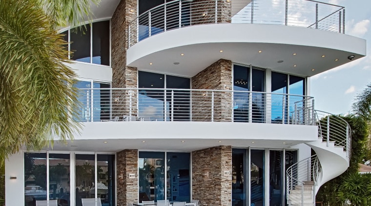 Virginia Ledgestone stone veneers from NSVI feature on apartment, architecture, building, condominium, elevation, estate, facade, home, house, property, real estate, residential area, swimming pool, villa, white