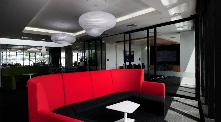 Both red and green furnishings appear in the architecture, ceiling, interior design, lobby, black, gray
