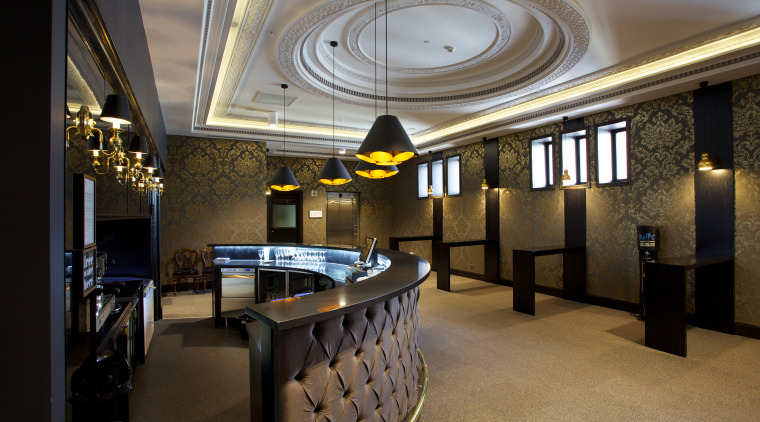 The new Grand Circle foyer (previously attic space) ceiling, interior design, lobby, black
