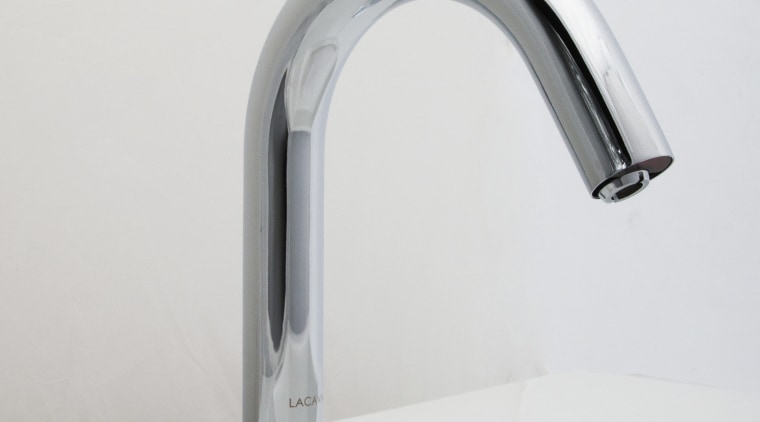 Zoom electronic faucets from Lacava automatically turn on hardware, lighting, plumbing fixture, product, product design, tap, white