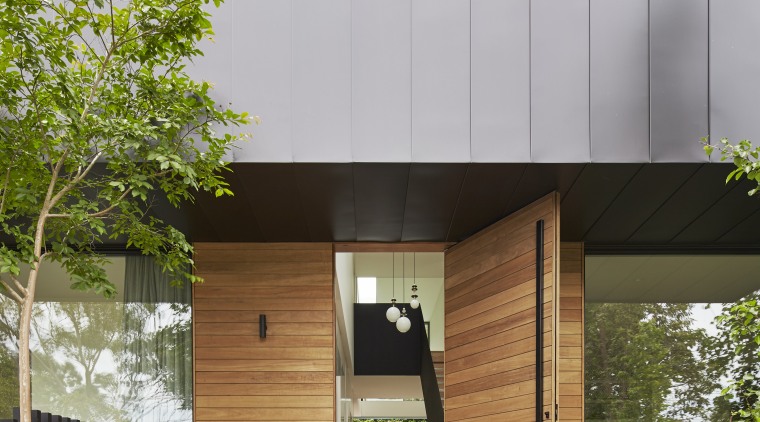 Zinc forms the balustrading on this contemporary home architecture, facade, home, house, real estate, residential area, siding, wood, brown