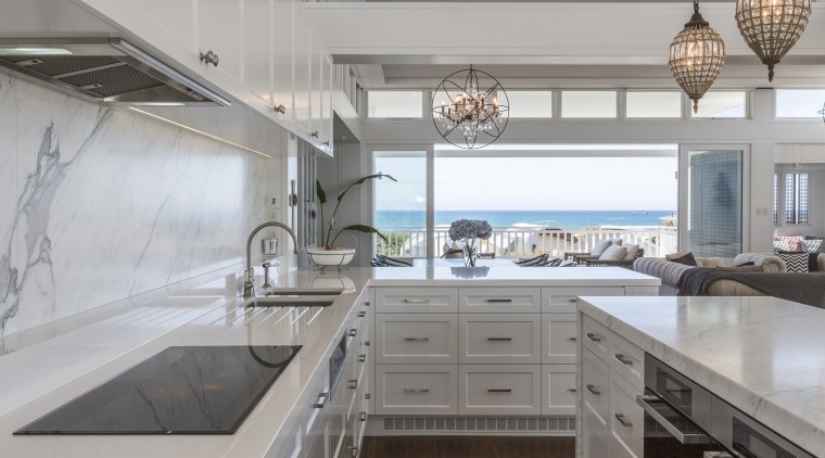 Theres a touch of the contemporary and the countertop, cuisine classique, interior design, kitchen, gray