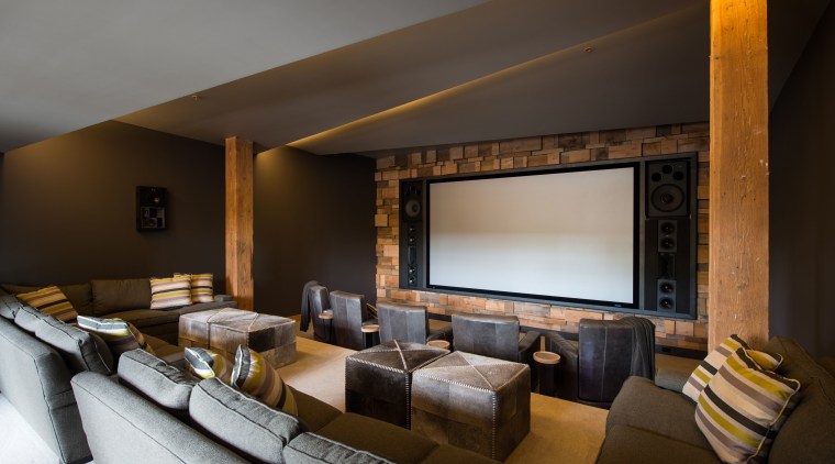 In this converted heritage building, entertainment facilities, including architecture, interior design, black, brown