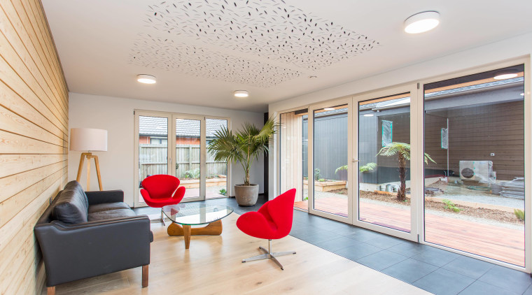 NK Windows used its 5-chamber EuroFutur profile from apartment, architecture, ceiling, daylighting, estate, floor, home, house, interior design, living room, property, real estate, window, white