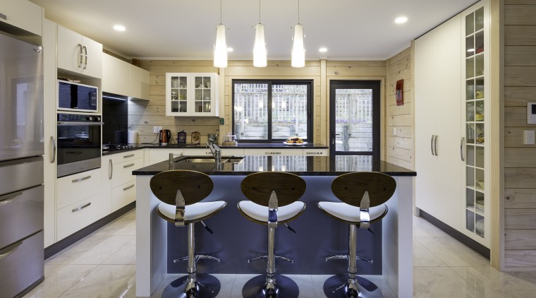 Gleaming porcelain floors over a centre-level concrete slab cabinetry, countertop, cuisine classique, interior design, kitchen, real estate, room, gray