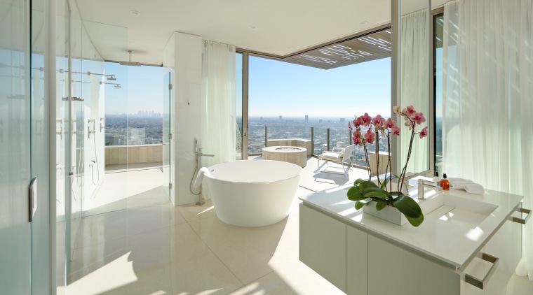 Room with quite a view this white, architecture, bathroom, interior design, property, real estate, room, window, gray