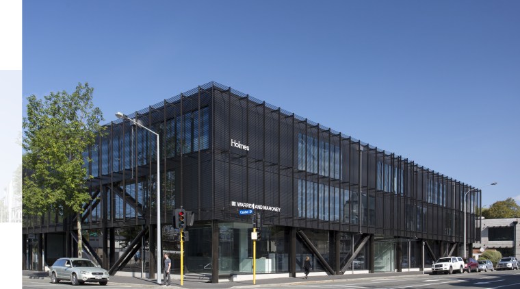 Black is back the new offices of architecture architecture, building, commercial building, corporate headquarters, facade, headquarters, house, mixed use, sky, structure, teal, black