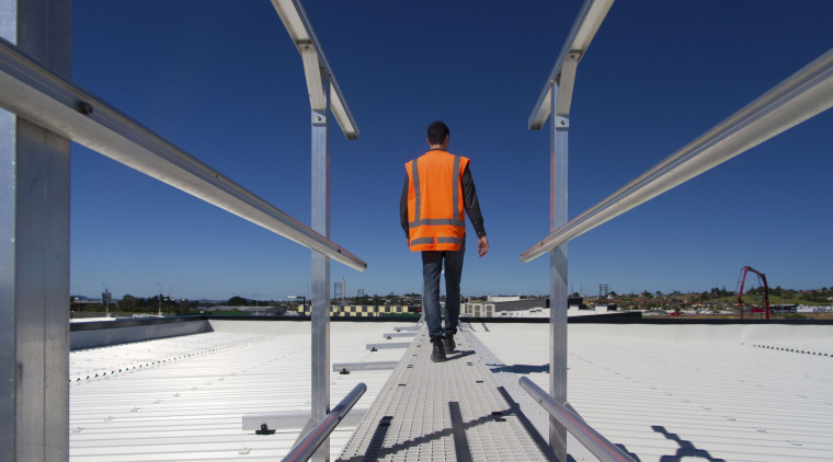Roof access walkways, safety platforms, and access ladders bridge, cloud, fixed link, reflection, sky, vacation, water, blue