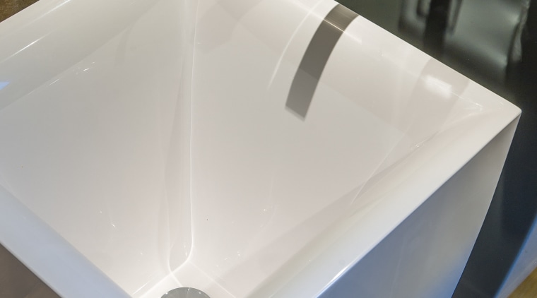 Even the interior of the Gessi basin has angle, bathroom sink, ceramic, plumbing fixture, product design, sink, tap, gray, brown