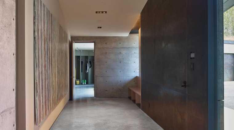 The entrance to this home provides perfect access architecture, ceiling, floor, house, interior design, gray, black