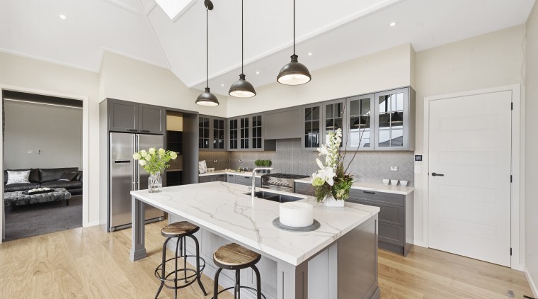 The walls in the living spaces of this countertop, cuisine classique, floor, interior design, kitchen, real estate, room, white