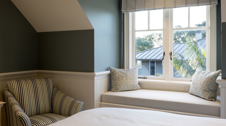 This upmarket home by Masonry Design Solutions won architecture, bed frame, bedroom, ceiling, daylighting, home, interior design, living room, real estate, room, suite, window, window covering, window treatment, gray, white