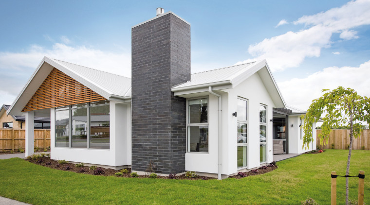 A modern facade with feature accents creates great cottage, elevation, estate, facade, farmhouse, home, house, property, real estate, residential area, siding, teal