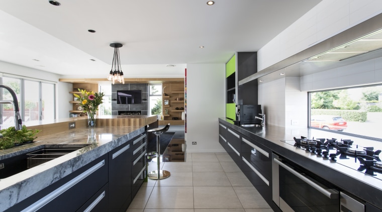 Storage aplenty a bank of deep under-counter drawers countertop, interior design, kitchen, real estate, white, gray