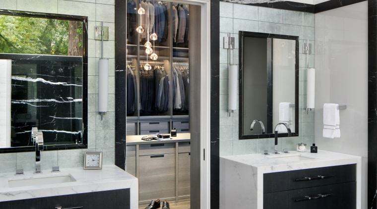 As part of a whole bathroom renovation by countertop, floor, flooring, home appliance, interior design, kitchen, gray