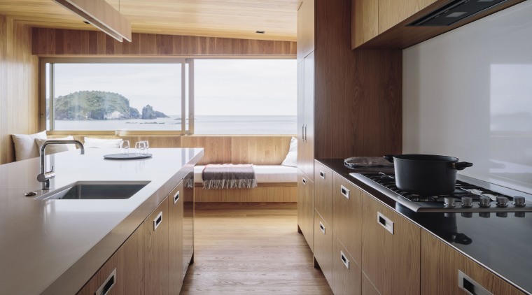 Wood tones predominate in this kitchen, part of cabinetry, countertop, cuisine classique, floor, flooring, hardwood, interior design, kitchen, real estate, room, wood, wood flooring, gray, brown