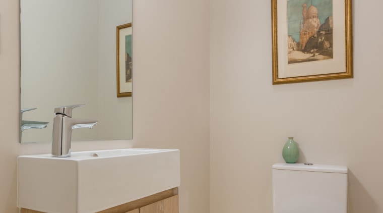 On this multi-bathroom and powder room project by bathroom, bathroom accessory, bathroom cabinet, bathroom sink, floor, home, interior design, plumbing fixture, product design, real estate, room, sink, tap, toilet, gray