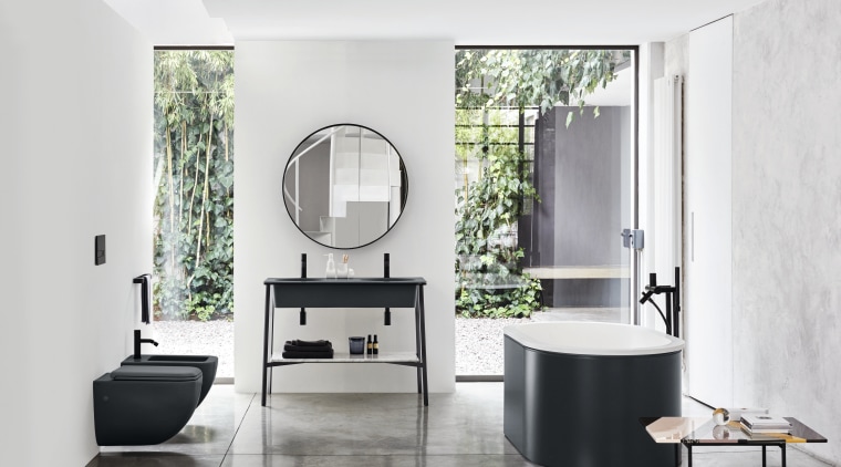 The Catini collection by Ceramica Cielo includes the bathroom, bathroom accessory, bathroom cabinet, floor, interior design, plumbing fixture, product design, sink, tap, white