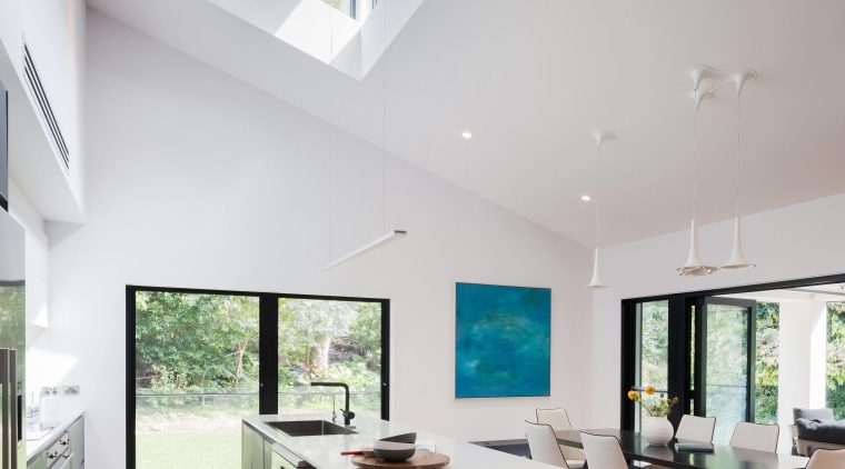 Tall order this new kitchen, part of a architecture, ceiling, daylighting, estate, house, interior design, interior designer, living room, property, real estate, window, gray, white