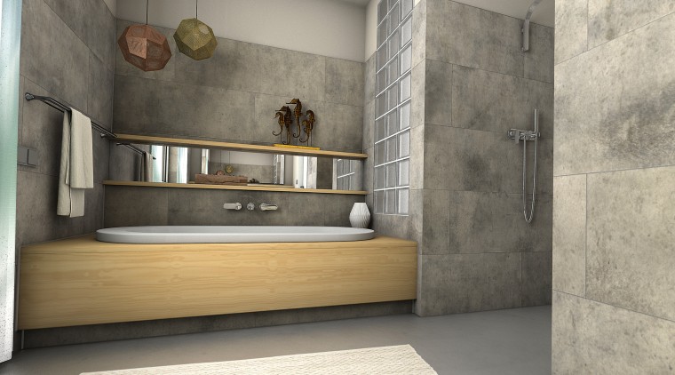 Ceramin Vario tiles were glued straight over existing floor, flooring, furniture, interior design, tile, wall, gray
