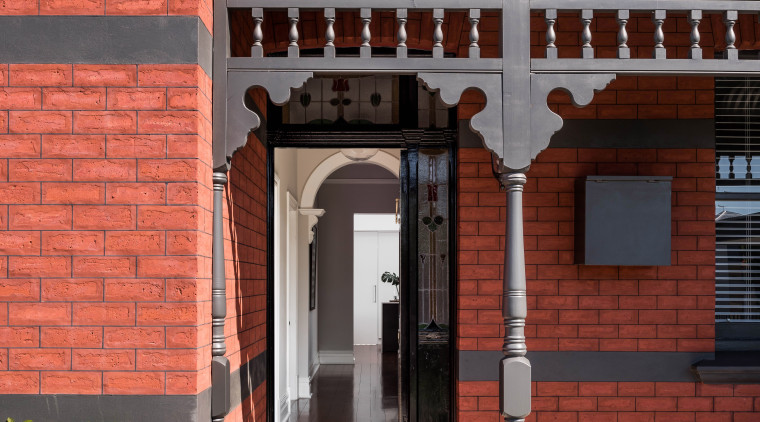On this renovation and extension project by house architecture, brick, building, estate, facade, home, house, outdoor structure, porch, real estate, residential area, roof, window, red