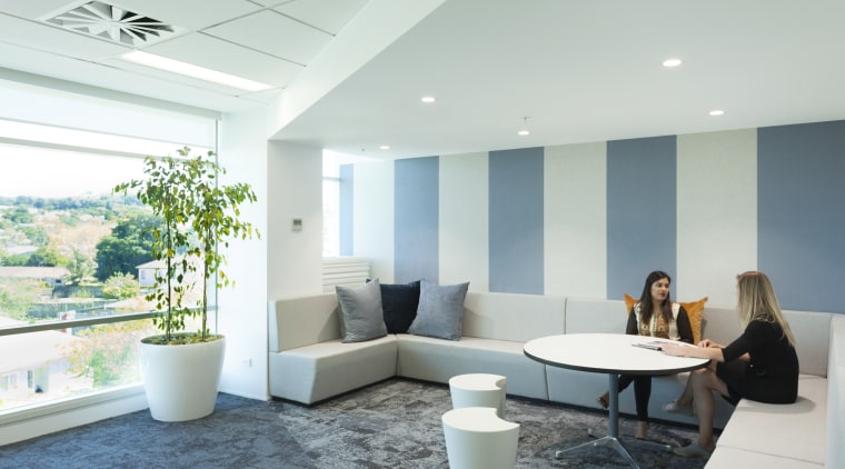 Stack Interiors designed the Z Energy office with ceiling, daylighting, interior design, living room, real estate, window, white