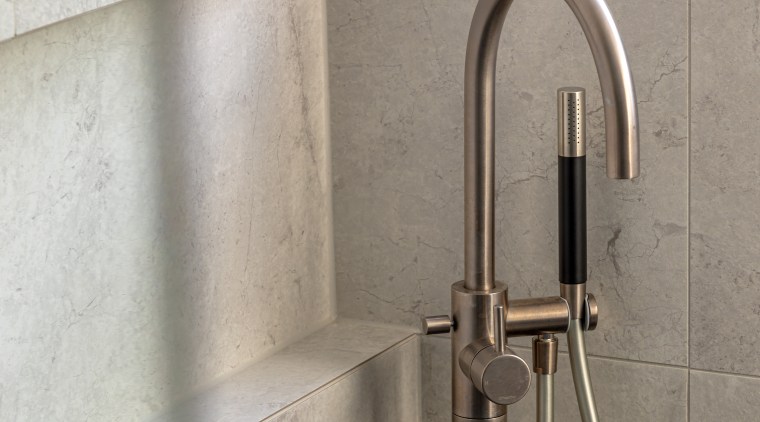 The concrete bath and a palette of gentle, 