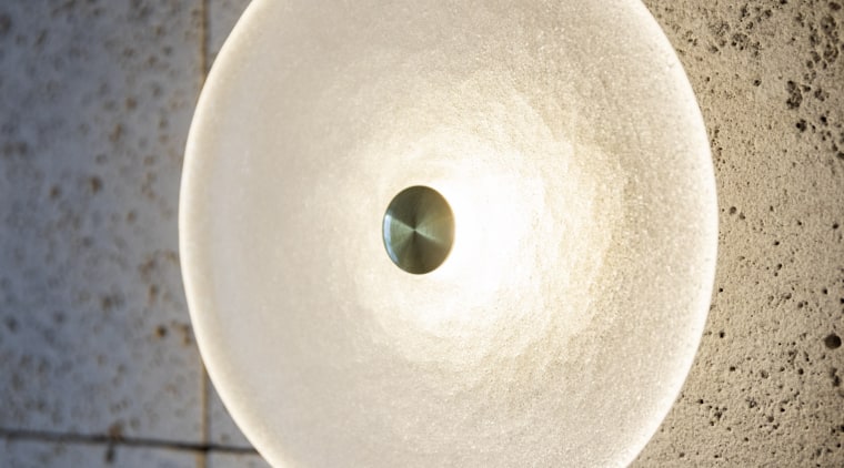 Coral hand-blown lamps by Soktas grace the powder 