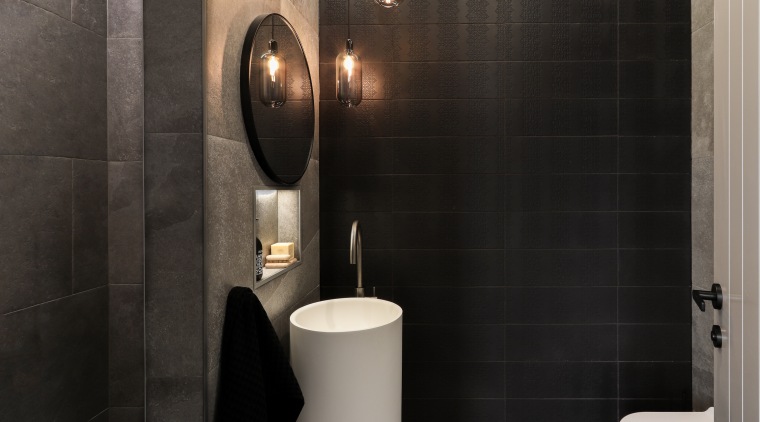 A black embossed feature tile was specified to 