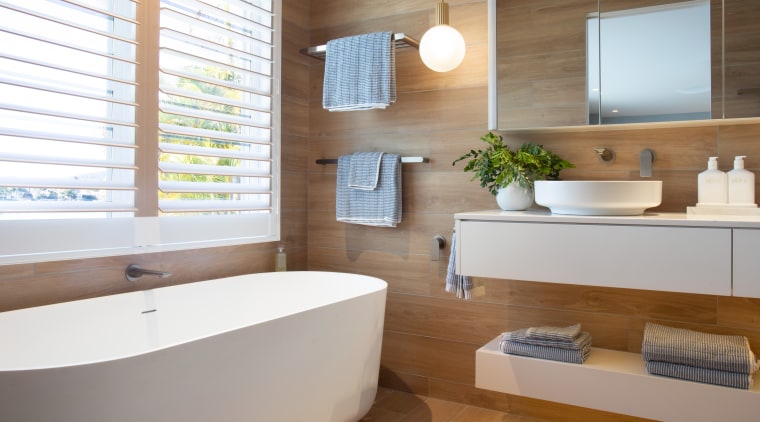 The suite features organic finishes for a serene 