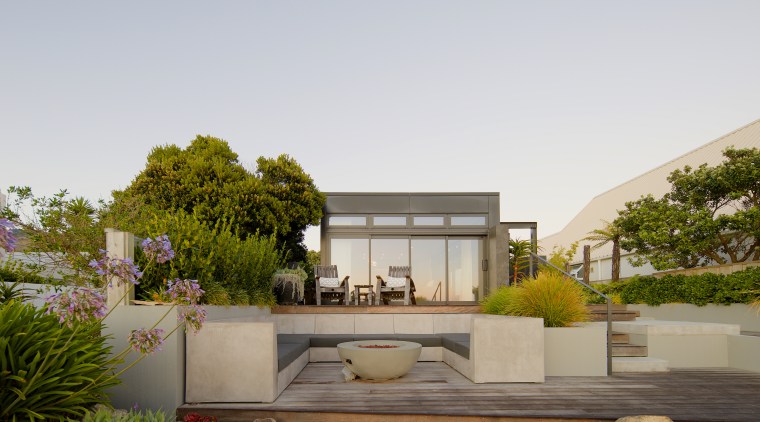 Looking from the entertaining deck with outdoor lounge 