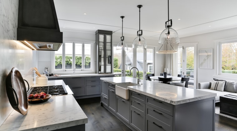 The classic-look cabinetry is matched with a butler's 