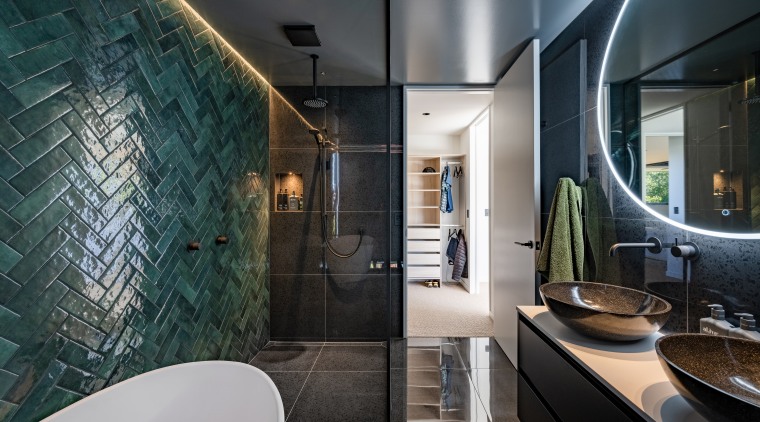 Designer: "Our clients wanted a private, intimate bathroom 