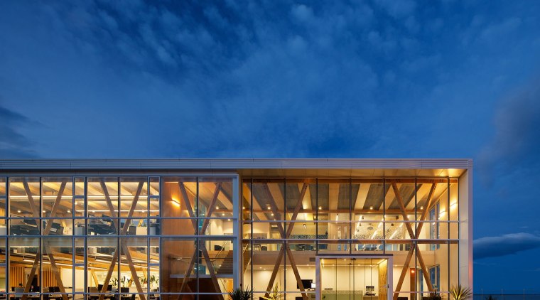 'Plant and Food Research Facility, Nelson' by 'Jerram architecture, building, corporate headquarters, sky, structure, tourist attraction, blue