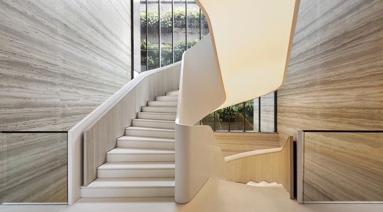 The stair balustrades were plastered and moulded to 