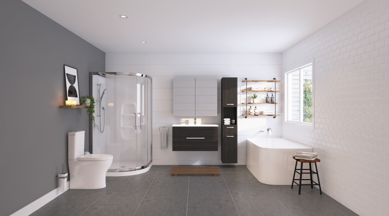 Choose from a selection of shapes, sizes and bathroom, floor, flooring, home, interior design, property, real estate, room, gray