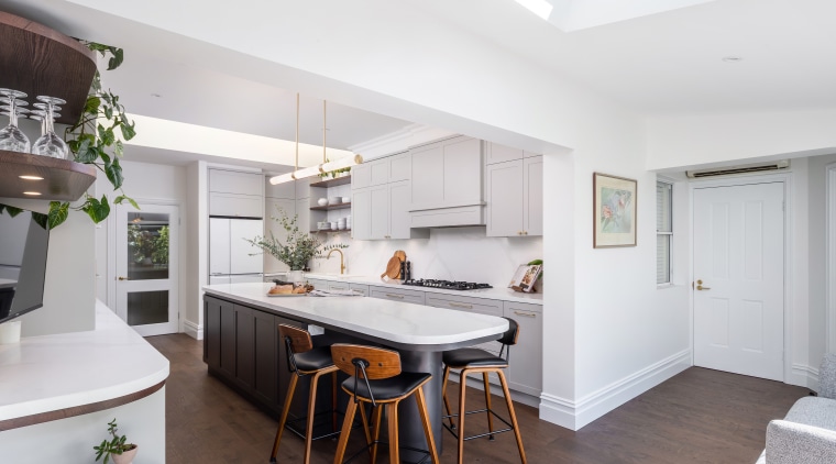 The existing kitchen was replaced with a galley 