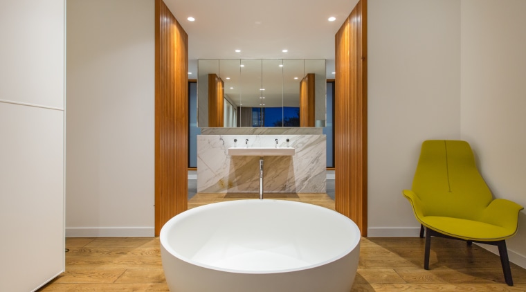 Tub, floor-standing pourer, marble vanity and vanity plumbing architecture, bathroom, interior design, plumbing fixture, room, sink, gray