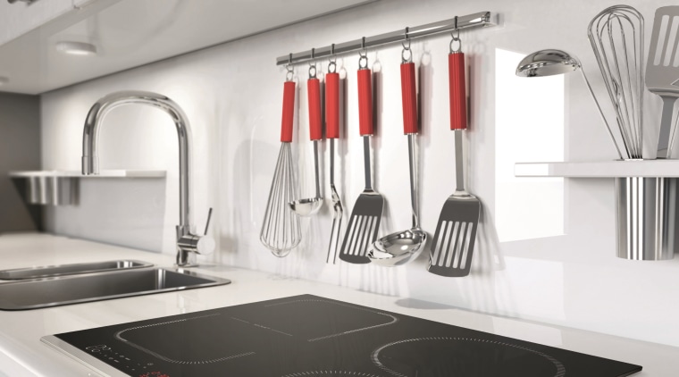 Flat-out advantage – the toughened ceramic glass Induction countertop, floor, interior design, kitchen, gray