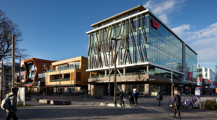 The upper levels of the west facade of architecture, office, commercial building, facade, Westpac Building, Jasmax